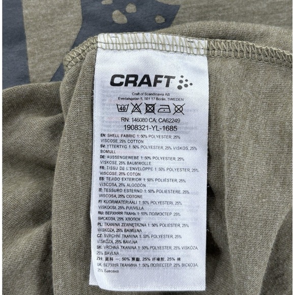 CRAFT SPARTAN Performance Tee Mens Size XL Army Green Athletic Fit Run Bike Race - Picture 8 of 8